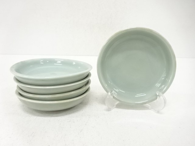 Celadon glazed small dish, set of 5